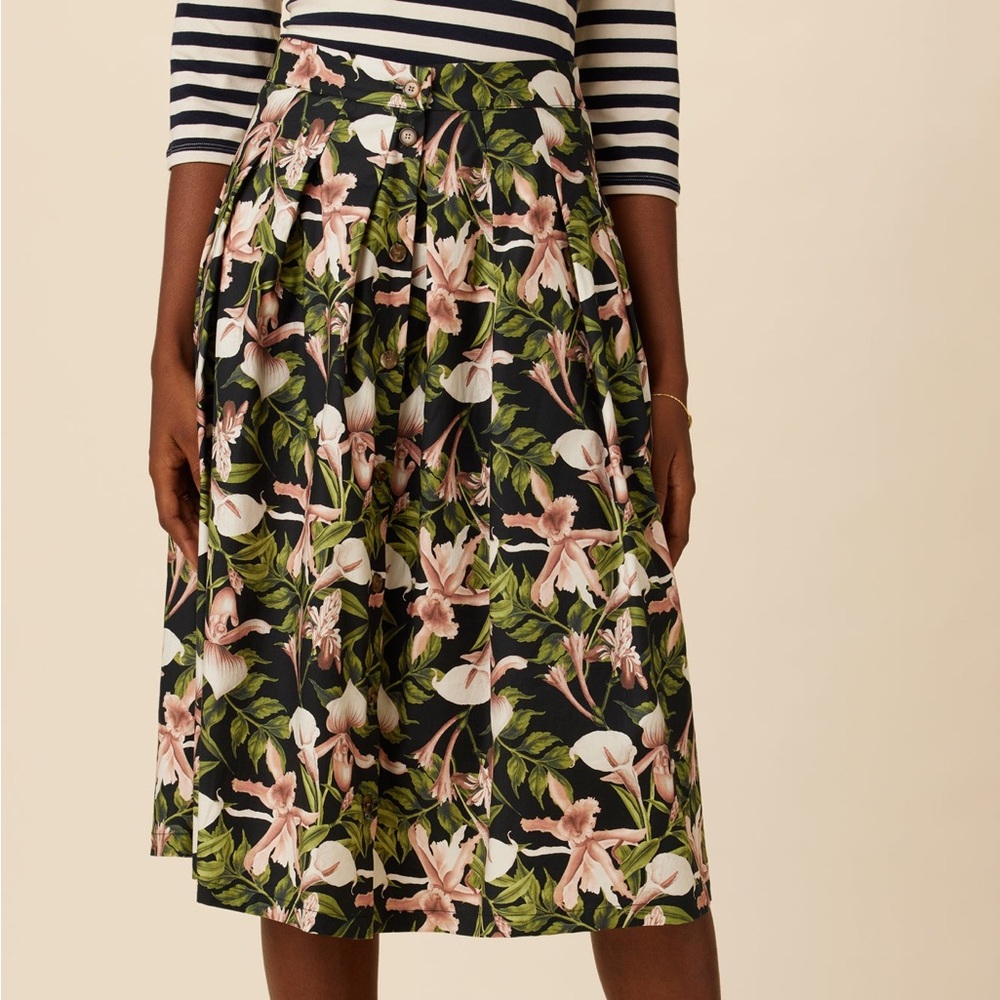 Amour Vert Mariah Organic cotton floral midi skirt